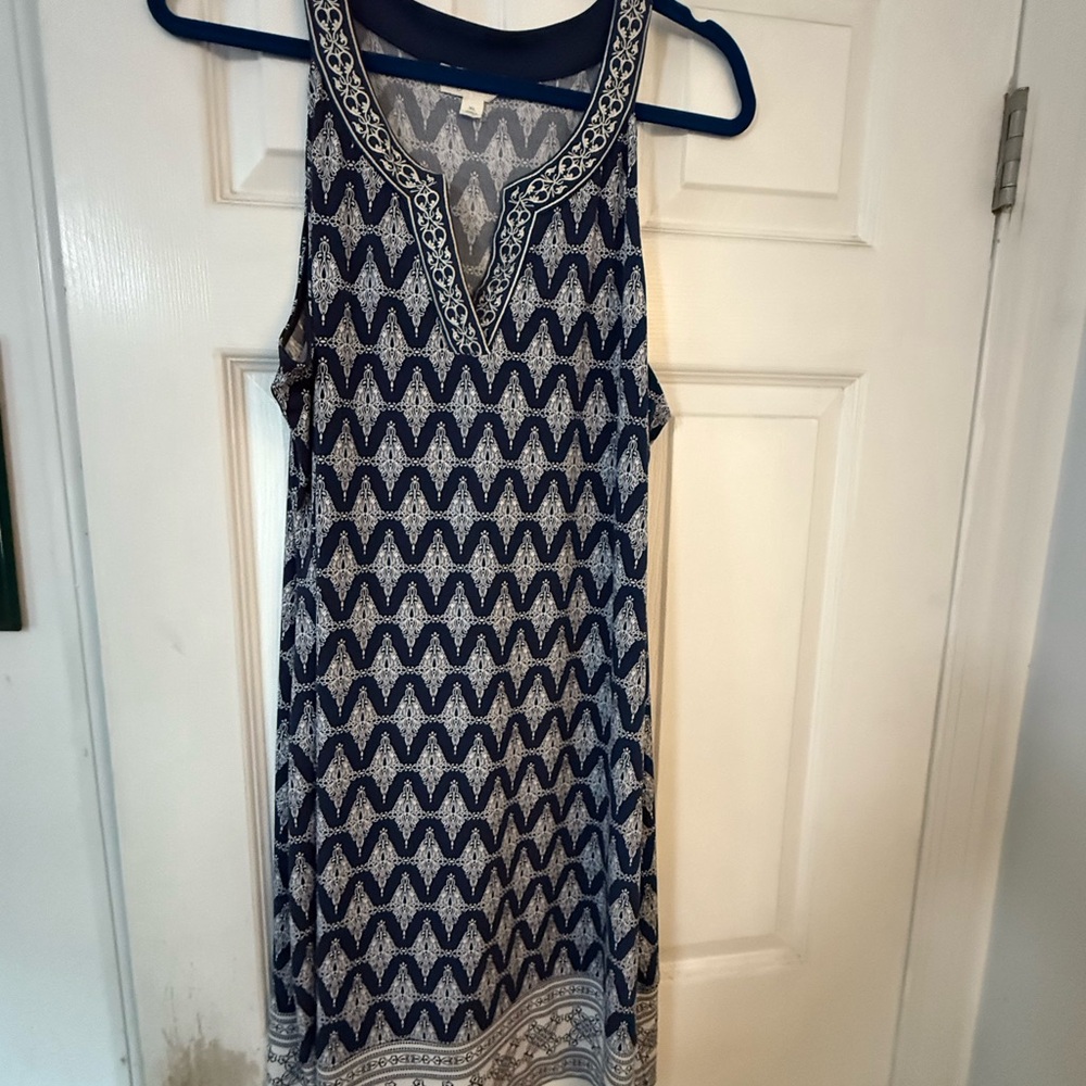 Navy and White Sleeveless Dress
